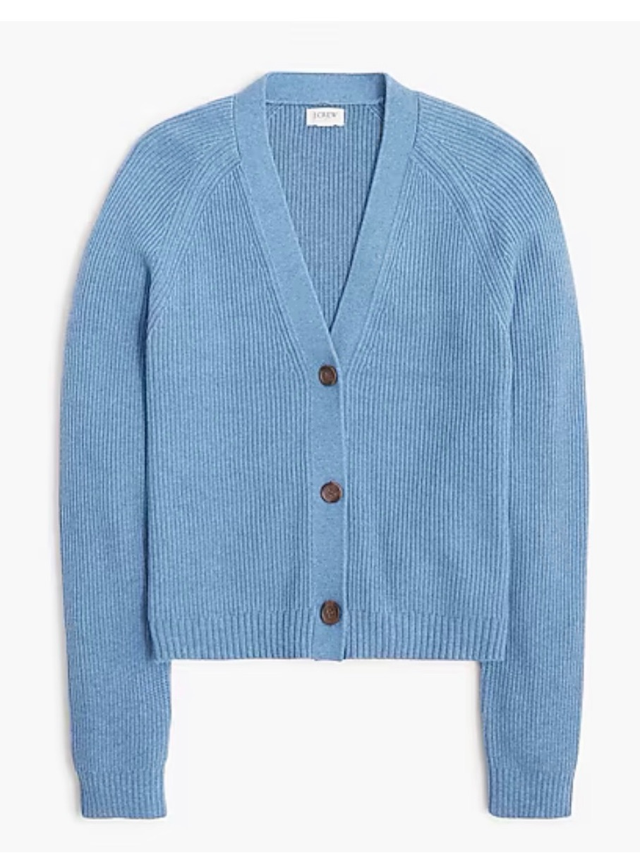 J. Crew Women's Ribbed Button-Front Cardigan - Dusty Blue